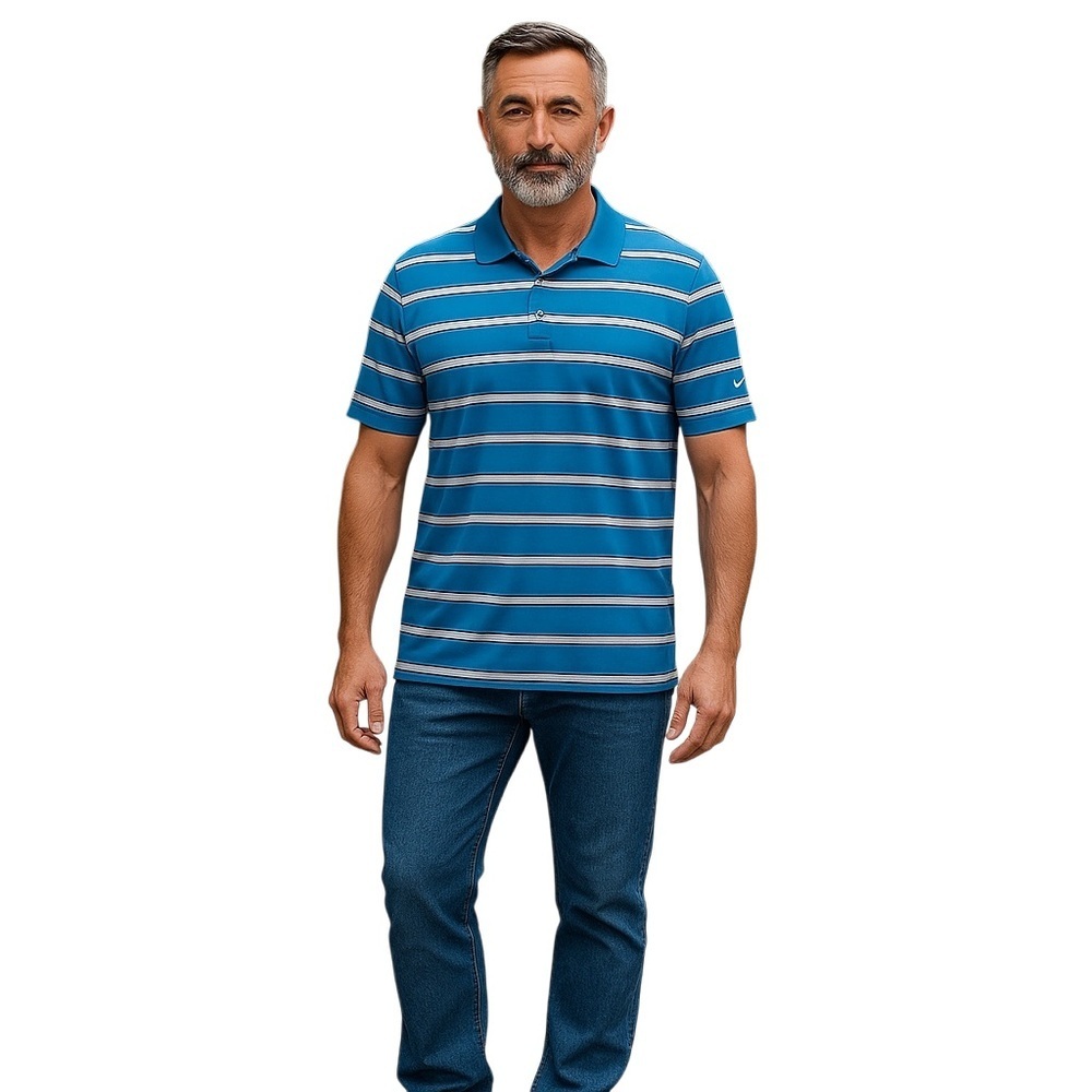 Nike Dri-Fit Men's Blue Striped Polo Shirt